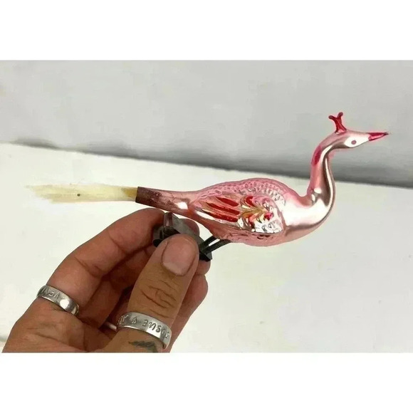 Antique German Blown Glass Clip on Birds with Tails Christmas Ornaments VTG - Picture 2 of 16